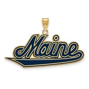 14k Gold Plated Silver U. of Maine XL Enamel Pendant